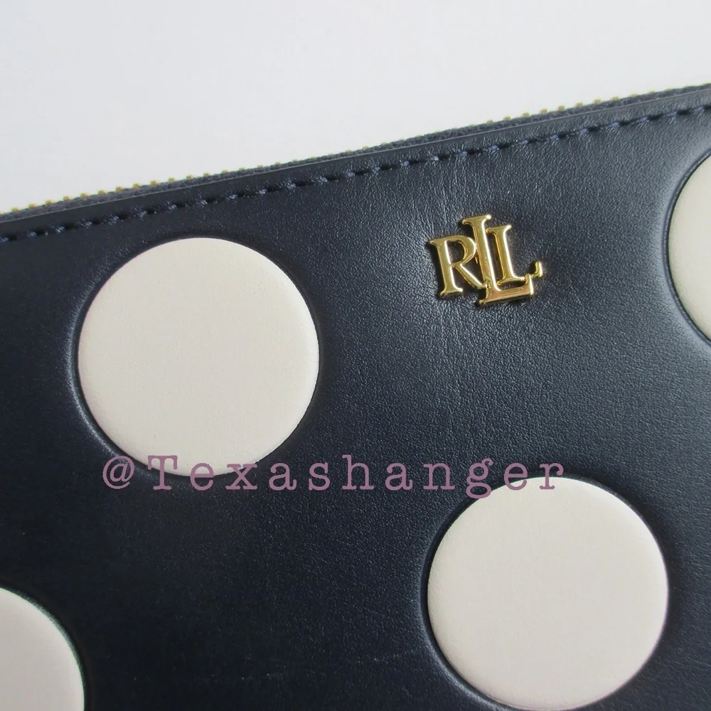 NWT Lauren Ralph Lauren Polka Dot Debossed Leather Continental Wallet - Picture 7 of 10